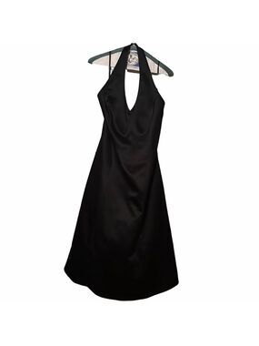 Black Satin Halter Dress